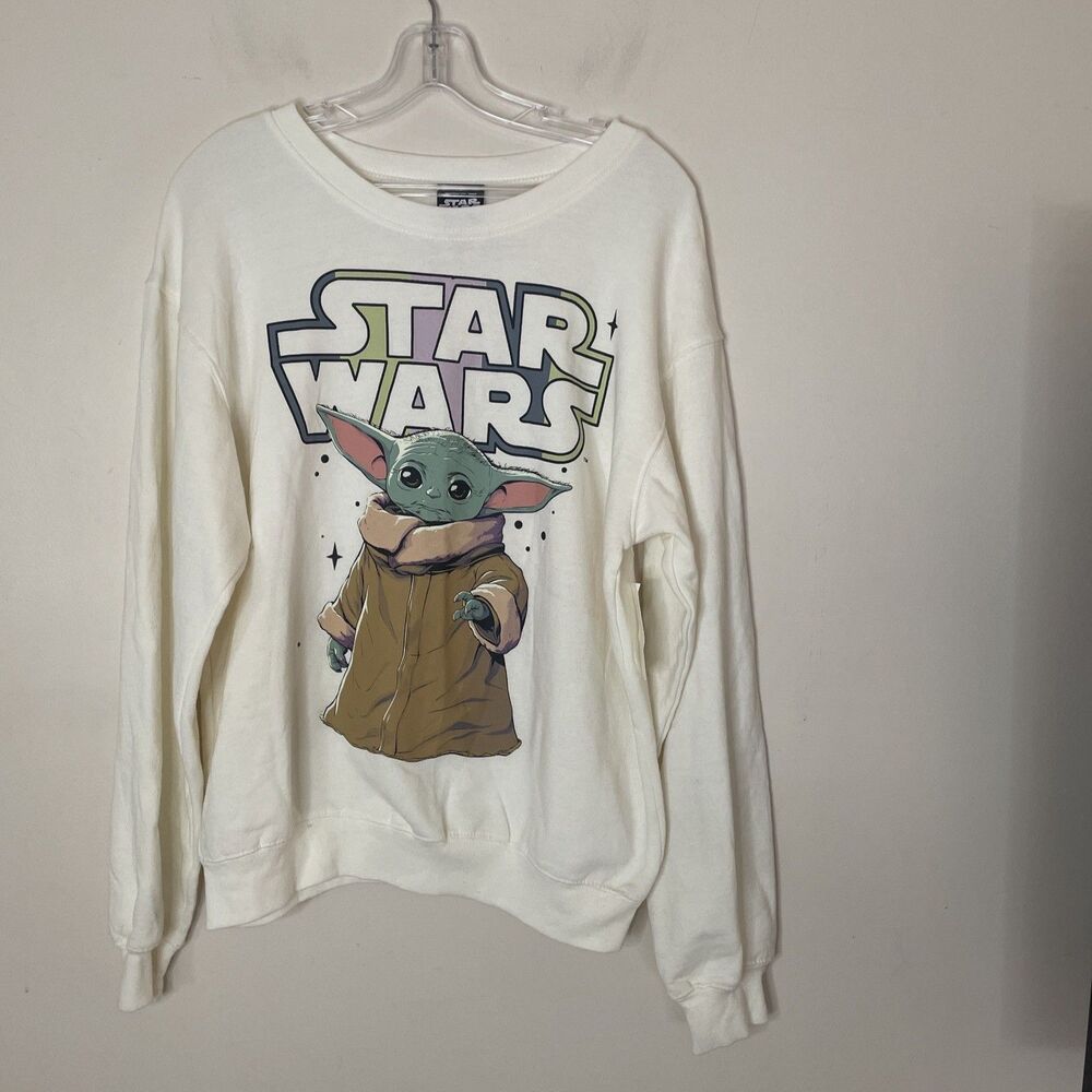 Star Wars Yoda Graphic Sweatshirt NWT NEW Women’s M Oversized Cream